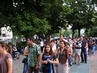 A long tail curled to the Regional Archaeological Museum during the European Night in Plovdiv on 18 May 2014.