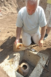 MARBLE SARCOPHAGUS WAS DISCOVERED ON 30.07.2014 BY THE DIRECTOR OF THE ARCHAEOLOGICAL MUSEUM - PLOVDIV